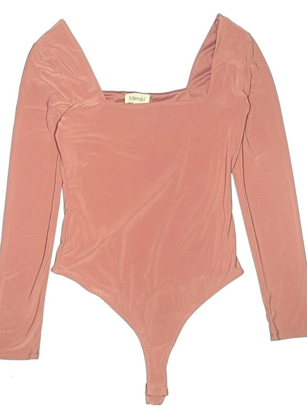 Meraki light coral Sweetheart Long Sleeve Bodysuit Sz M